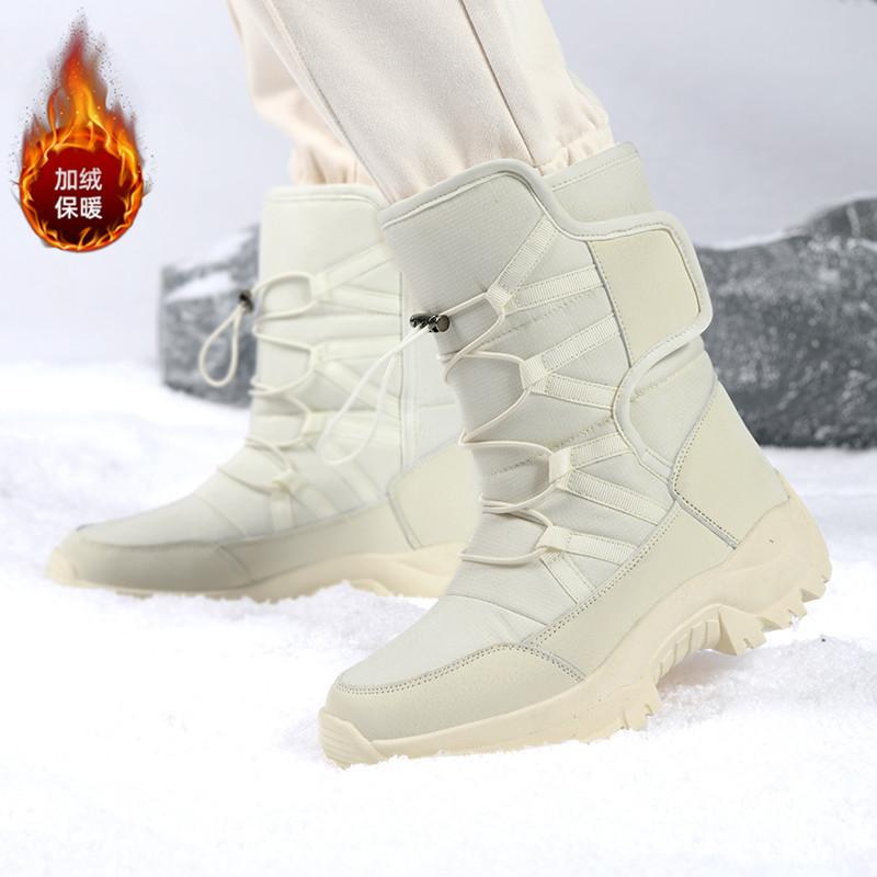 Men'S Winter Shoes Waterproof Men'S Boots Warm Plush Couple Snow Boots Outdoor Non-Slip Hiking Men Work Ankle