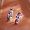 Full Blue Natural Zircon Drop Earrings For Women Fashion Oblong  Rose Gold Color High Quality Daily Fine Jewelry