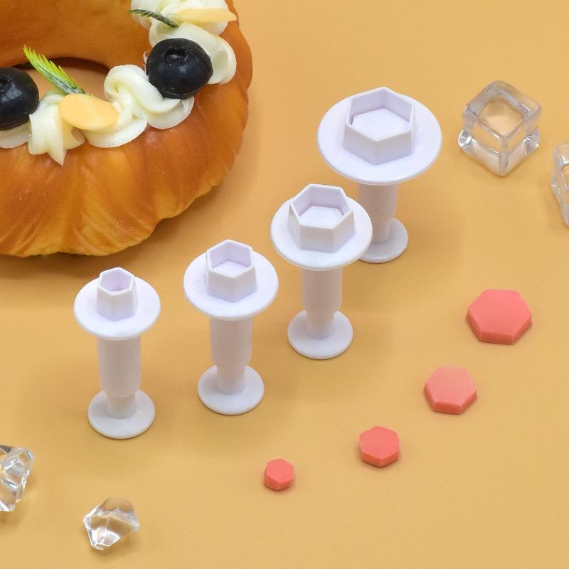 Round Flower Sugarcraft Fondant Cutter Plastic Heart Cake Mold DIY Fondant Cake Decorating Tools Plunger Paste Sugar Craft Die