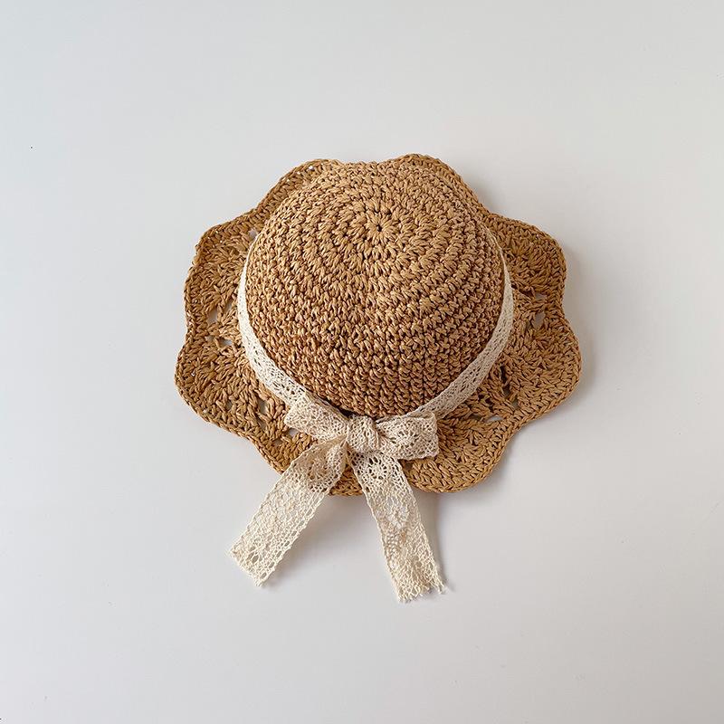 

Kids Summer Hats Girls Sun Hat Sunshade Lace Straw Baby Girl Cap Girls Baby Sunscreen Beach Hat Outdoor 47-52cm