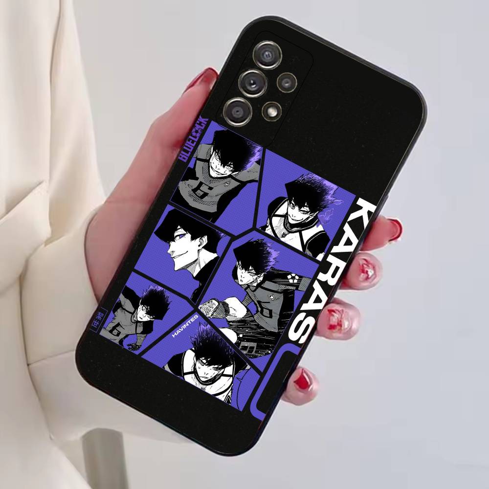 Anime B-Blue L-Lock Phone Case Black Silicone Soft For Samsung S25,S24,S21,S22,S23,S30,Ultra,S20,Plus,Fe,Lite