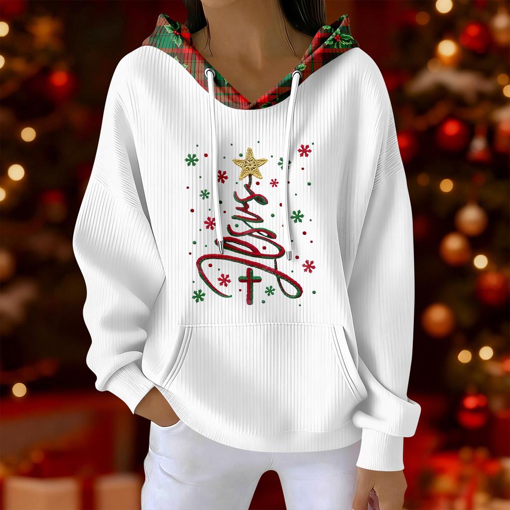 Women's Fashion Casual Christmas Print Pullover Long-Sleeve Sweatshirt