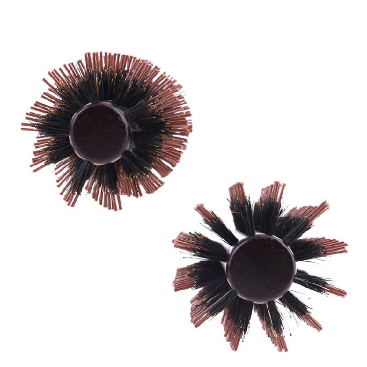 Straight Twill Boar Bristle Hair Round Brush Wood Handle Rolling Styling Comb