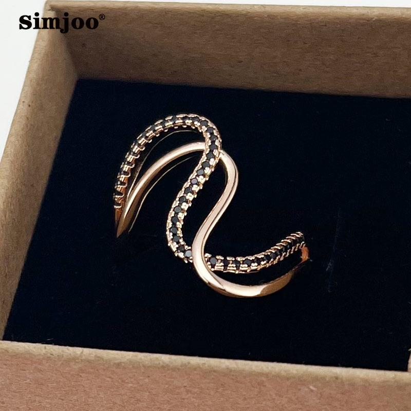 SIMJOO Stylish Zircon Ladies Personality Irregular Shaped Ring