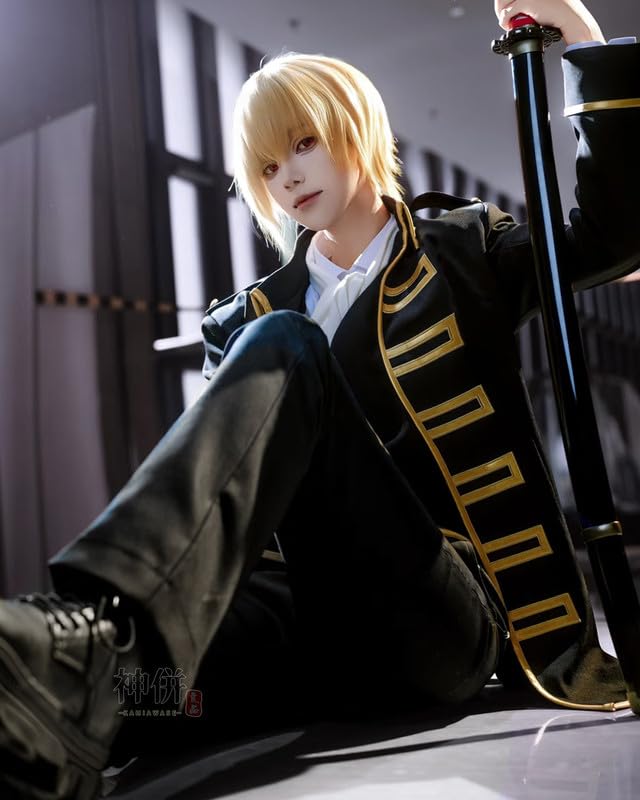 Gintama Okita Sougo Cosplay Shinsengumi with Gintama Hijikata Toushirou Kagura Adult Event Sougo Wig [Kamihei Ryohin] Costume, Uniform, Wig, Cosplay,