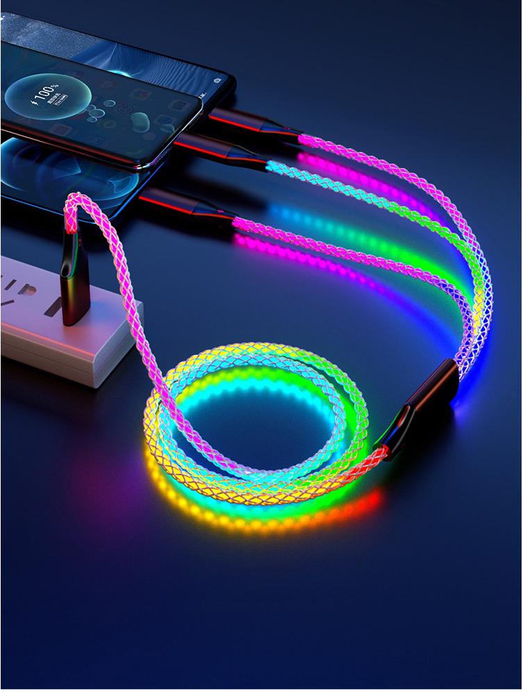 6A Super-Fast 100W Charging Cable: Compatible with Apple, Xiaomi, OPPO - One to Three Charging with Gift Options