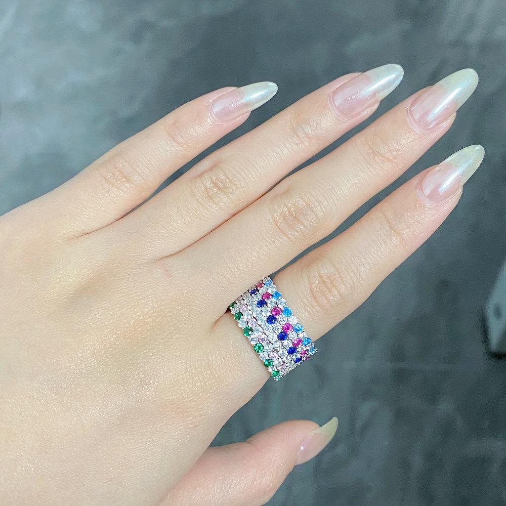2022 High Carbon Diamond S925 Sterling Silver Zircon Ring for Women - Stylish Inter-Diamond Design