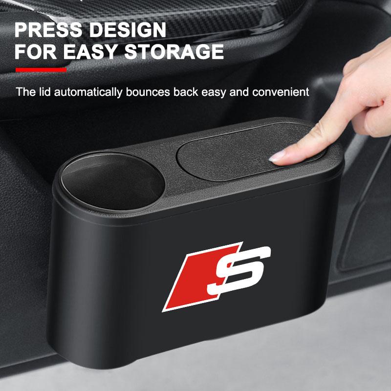 Hanging Car Trash Can Auto Emblem Garbage Box Accessories For Audi C7 C6 C5 B5 B6 B7 B8 B9 D3 Q3 Q5 Q7 TT A1 A3 A4 A5