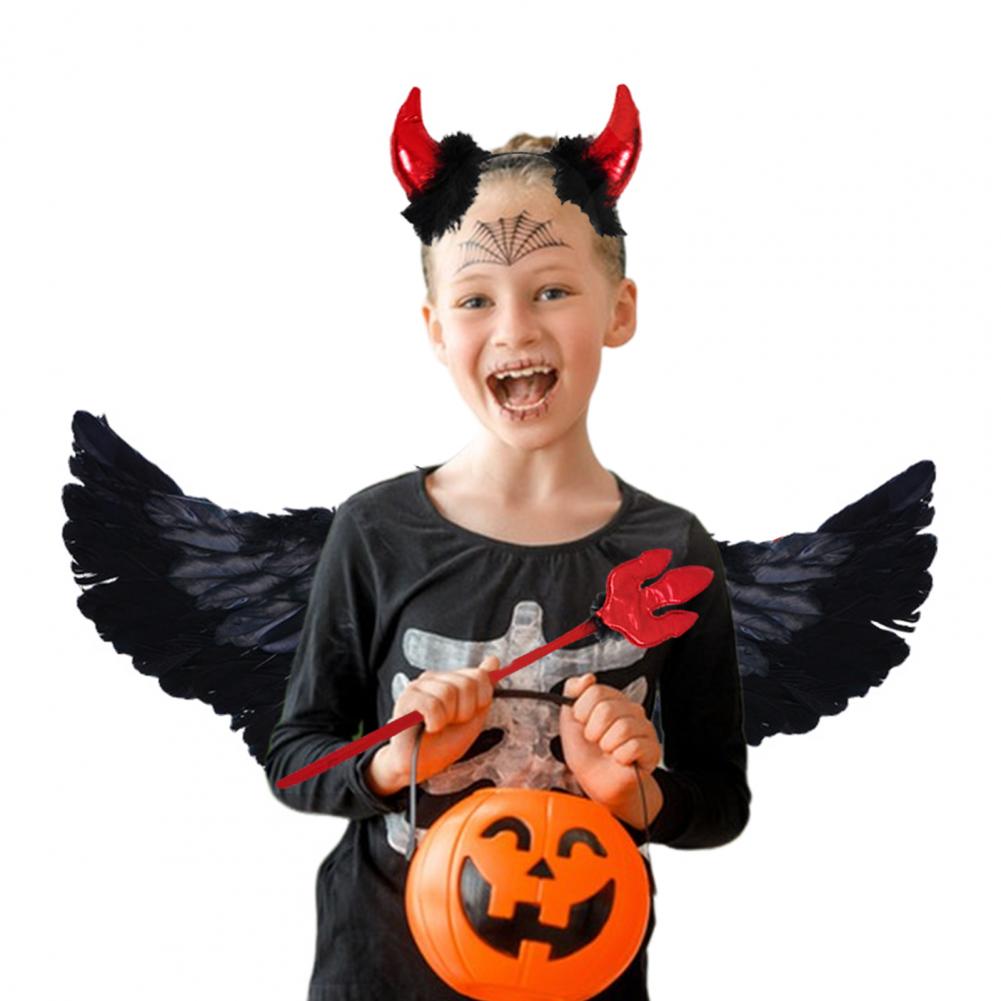 Cosplay Angel Wing Kids Angel Wings Set Angel Wings with Headband and Fairy Wand Faux Feather Cosplay Wings Halloween Cosplay