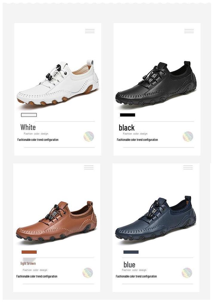 2025 Plus Size Men's White Breathable Driving Loafers - British Style Casual Soft Sole Shoes
