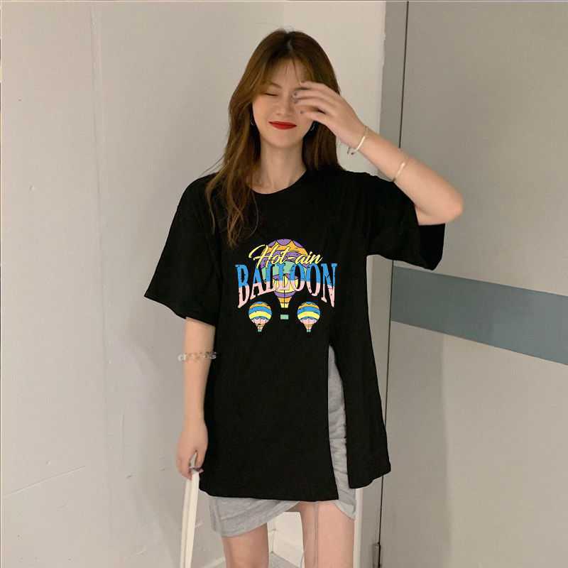 

2025 летняя повседневная футболка большого размера с длинными рукавами, корейские женские футболки с короткими рукавами и разрезами по бокам, топы с буквенным принтом y2k, белые, в стиле хип-хоп, уличная одежда XXL зелёный