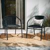 Set of 2 Modern Rattan Stack Chairs Indoor/Outdoor Patio Curved Back Cross Bracing Brown, Customized