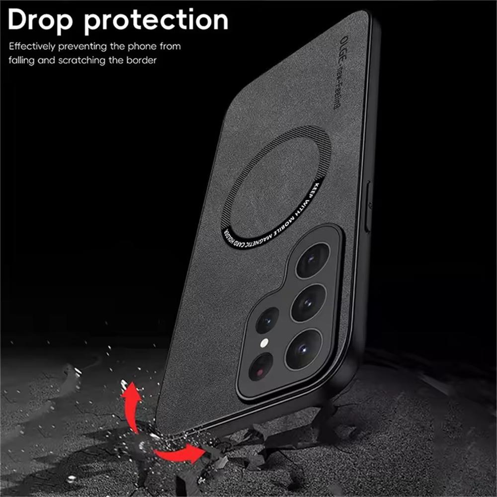 For Magsafe Luxury Leather Shockproof Case For Samsung Galaxy S25 S24 Ultra S23 S22 S21 Plus FE Wireless Charging Magnetic Cover