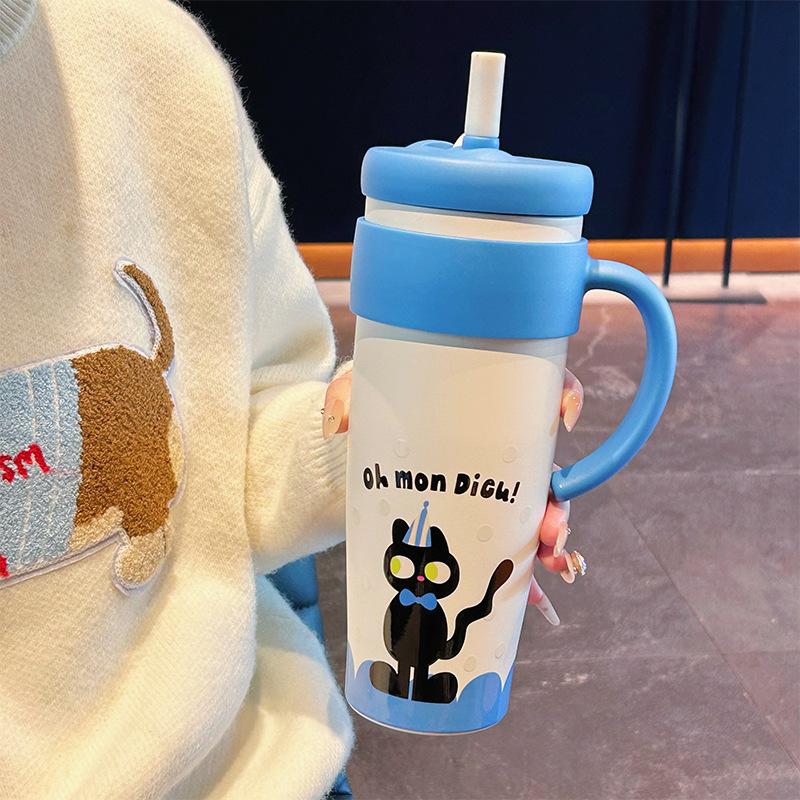 Lock Cylinder Bingba Cup Double-layer Vacuum 316 Stainless Steel Water Cup Car Straw Cup Women's Thermos Cup