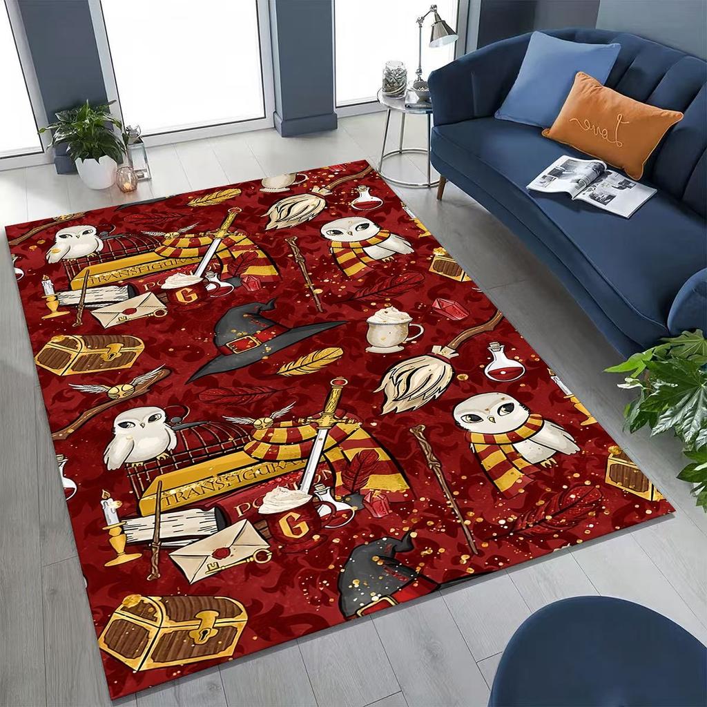 3D Cartoon H-Hogwarts Magic Sign Rug for Bedroom Living Room Sofa Home Doormat Decor, Large Kids Play Non-slip Floor Mat