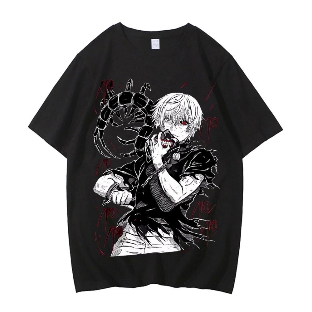 Tokyo Ghoul T Shirt Ken Kaneki TShirt Japanaise Manga Anime T-shirt Y2k Clothes High Quality Cotton Streetwear Male