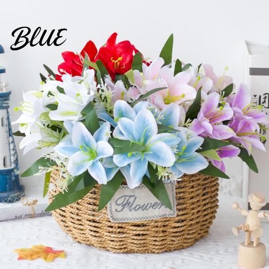 Simulation Flower 1Pc Artificial Lilies Realistic No Withering Non-fading Single Branch Multi-fork Artistic