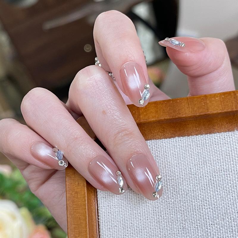 Noste nehty Advanced Kočičí oko Kamínky Francouzská Ručně dělaná Manikúra Nehtová fólie Spice Girl Čistá Touha Umělé nehty