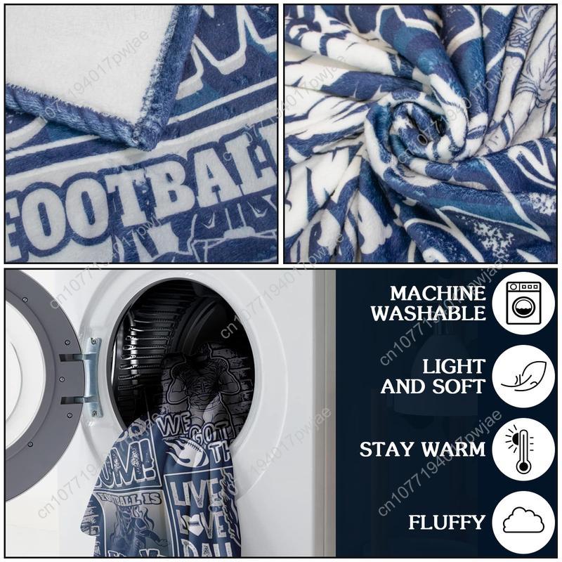 Dallas Flannel Blanket 60x50 Inch, Football Team Blanket, Gift for Boys and Girls Youth Fans, Football Patchwork Travel Blanket