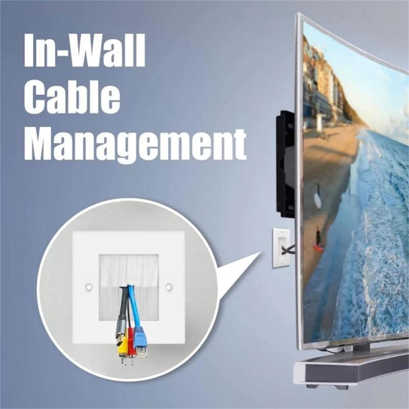 Single Gang Bristles Brush Wall Plate Port Insert Cover Outlet Mount Panel A0KF