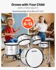 VEVOR Kids Drum Set, 5-Piece 16 in / 406.4 mm Junior Drum Sets, Beginner Drums Set with Adjustable Throne and Two Pairs of Drumsticks