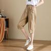 TERRE BLEUE Women's High-Waist Loose Capri Pants