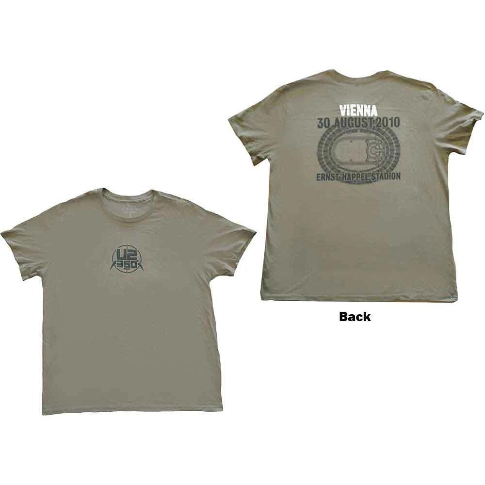 U2 Unisex T-Shirt: 360 Degree Tour Vienna 2010 (Back Print) (Ex-Tour) (XX-Large) L