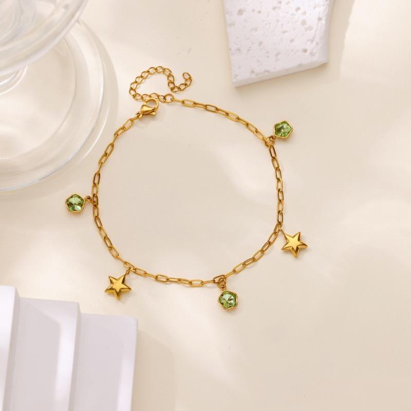 Titanium steel anklet star small round bead design fresh, simple and fashionable versatile vacuum plating does not fade women's