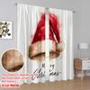 2pcs,2D Plane Printing Curtains&Window Treatment Vintage Santa Hat Versatile Fabric (without Rod) Art Deco Festive Use for
