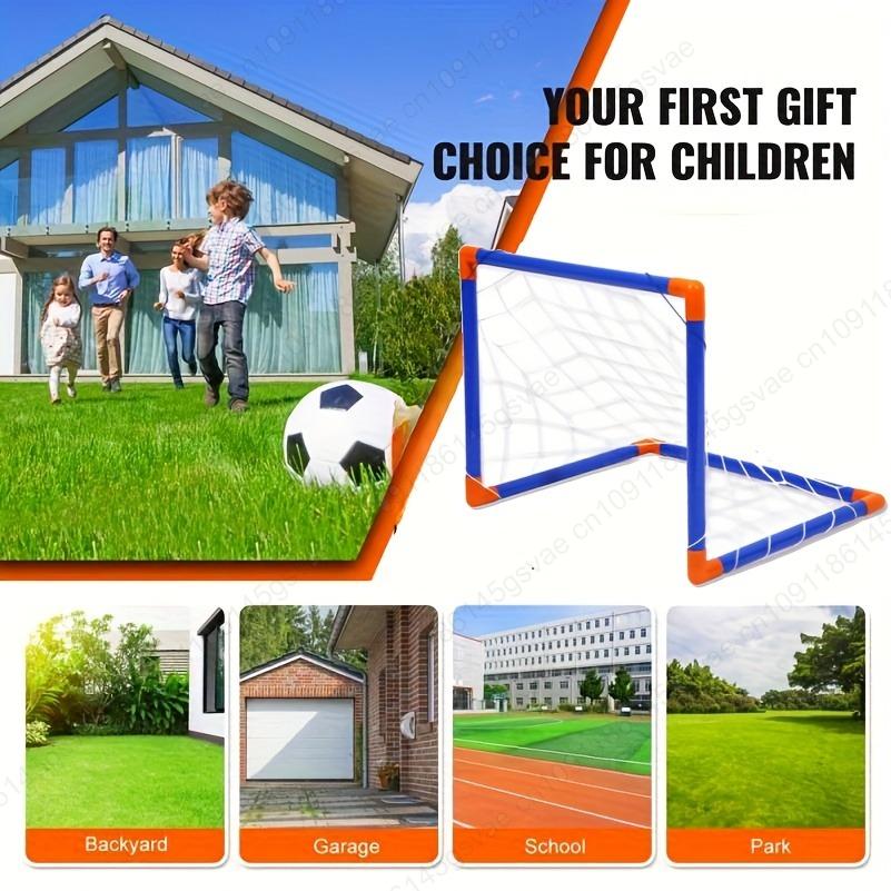 Indoor mini folding football soccer ball goal post net set pump kids sport outdoor home game toy child birthday gift plastic