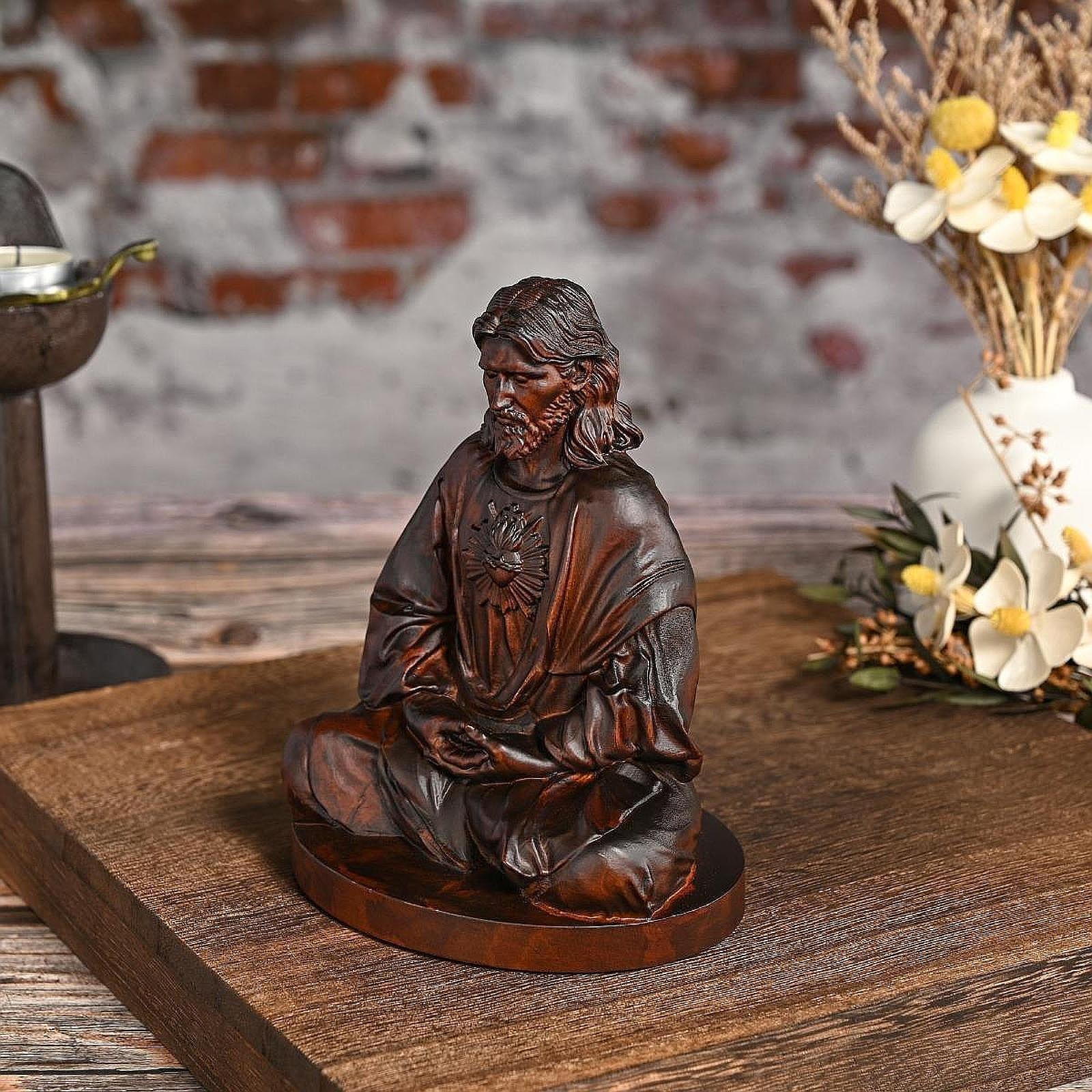 

Статуэтка Иисуса, деревянная скульптура для украшения интерьера дома Dark Brown 10 cm