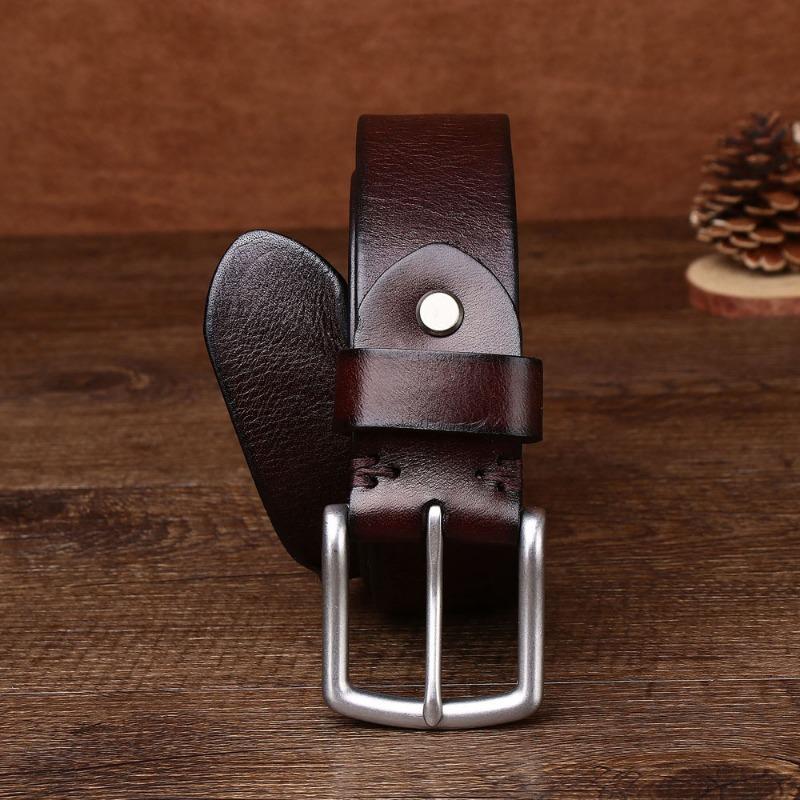 Belt Men's Real Cowhide Personalized Metal Retro Belt Pin Buckle First Layer Cowhide Casual Belt