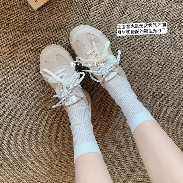 Cowhide version grape mother 7cm inner height increase casual sports shoes women's invisible pull-leg splicing round head lace-up German training shoe