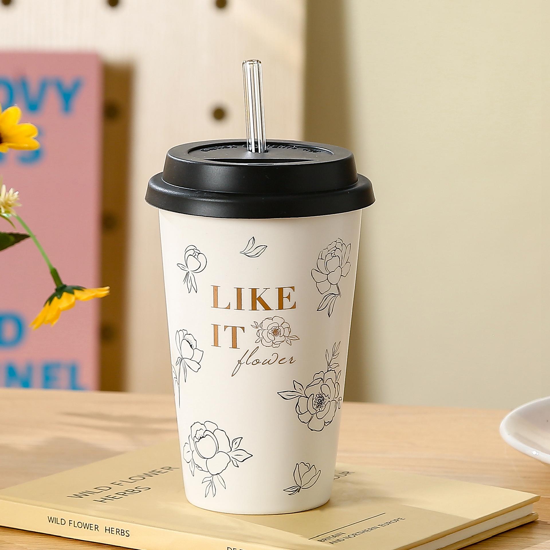 

Простий Портативний Кухоль Креативна Чашка Сувенір Ins Вітронепроникна Чашка з Соломкою Велика Місткість Побутова Чашка для Пиття 401-500ml