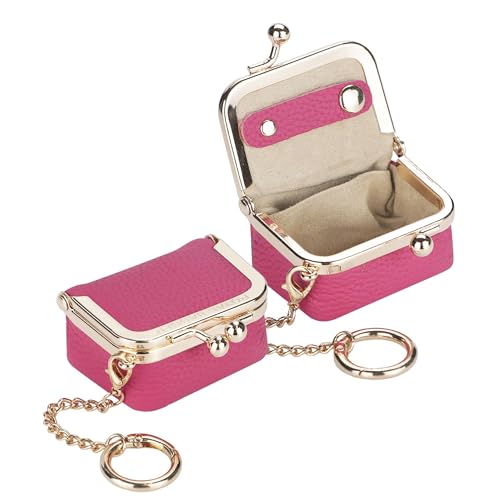 Royal Bagger Genuine Leather Mini Jewelry Box Women's Coin Purse Solid Color Kiss Lock Change Pouch Casual Style Small Storage Bag for Women 1894