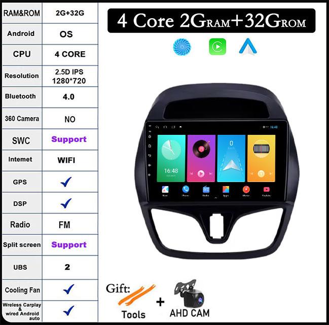 9 Inch IPS QLED For Chevrolet Spark 2015-2018 DSP Android 14 Car Radio Multimedia Video Player Navigation Stereo GPS Monitor