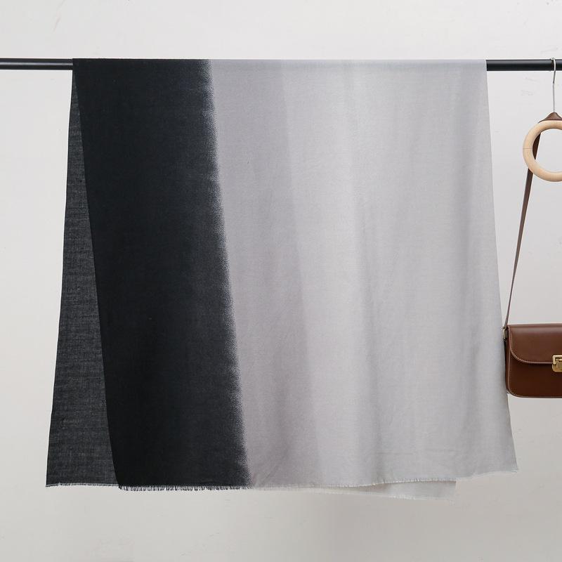 Gradual change hand-painted skin-friendly velvet autumn and winter skin-friendly warm imitation cashmere printed scarf plain color gradual change