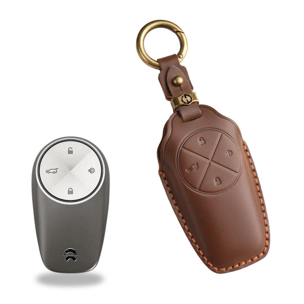 New Retro Car Key Protective Case for NIO ET7 New ET5 Key Bag Handmade Leather Buckle