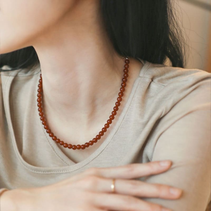 modernlike silver 925 jaman jade stone necklace 6mm