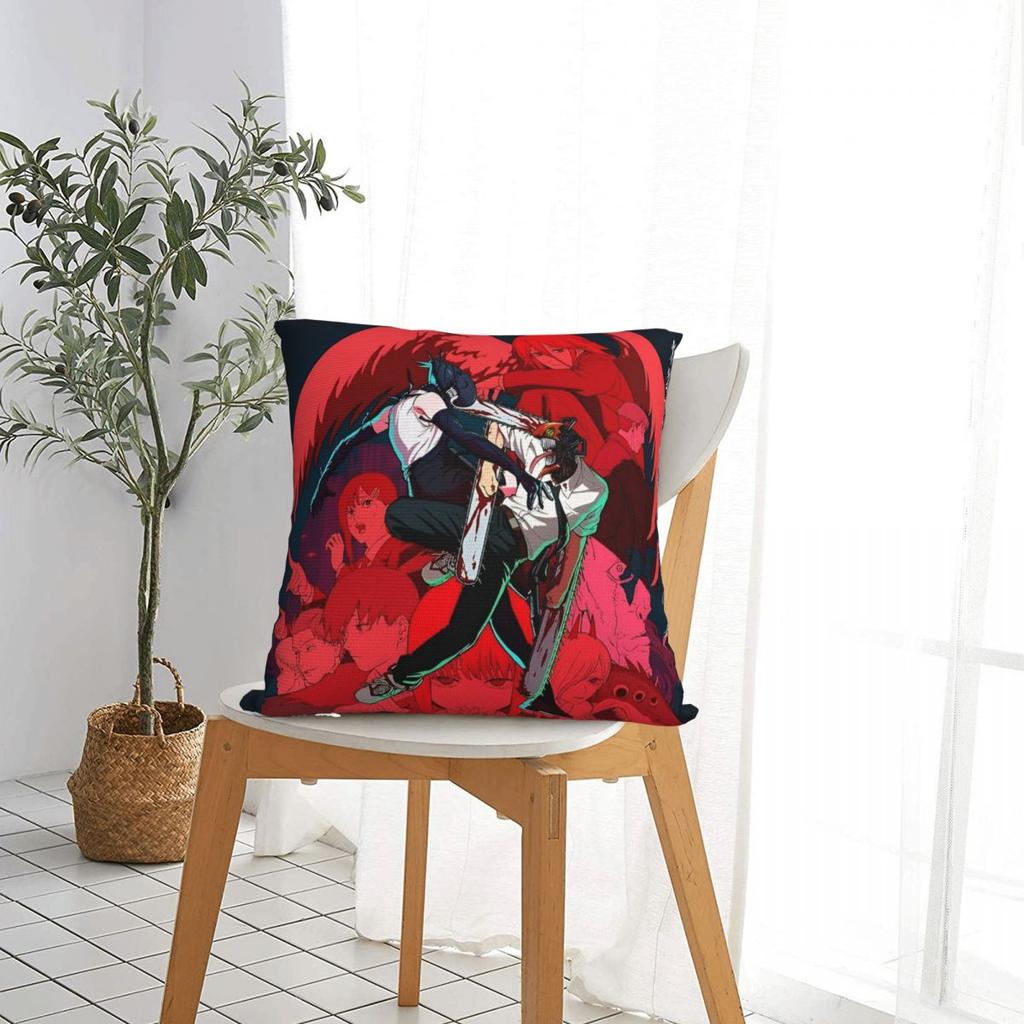 Chainsaw Man Reze Square Pillow Case Anime Movie Cushion Cover Awesome Decor Pillowcover For Home 18"