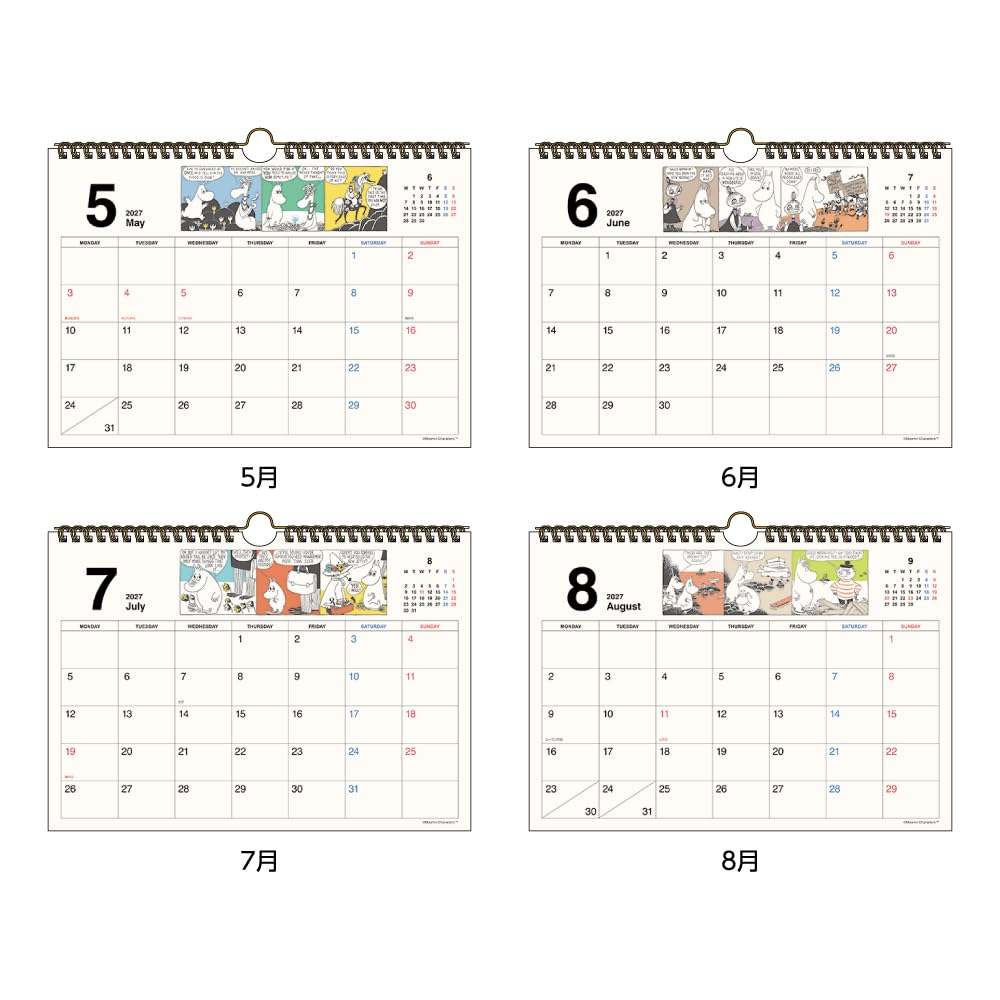 Sunstar Stationery Moomin Goods Character Calendar 2027 Wall Type Simple Horizontal S8521972