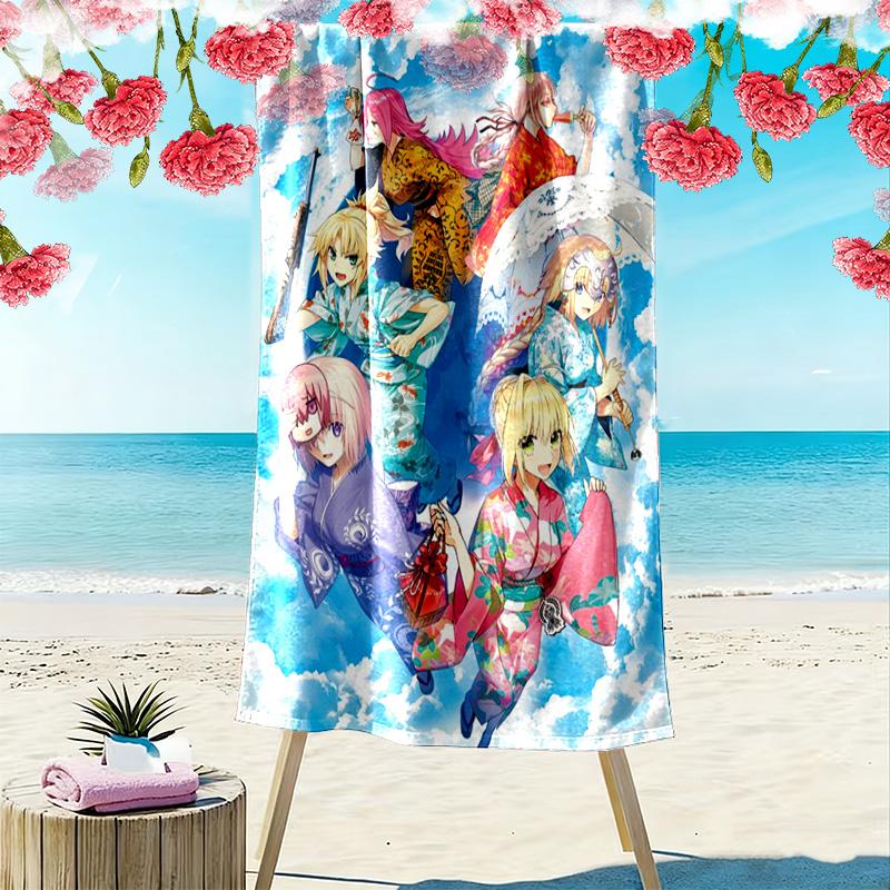 Fate Grand Order FGO Print Beach Towel, Large Soft Quick Dry Towel for Beach Camping Swimming