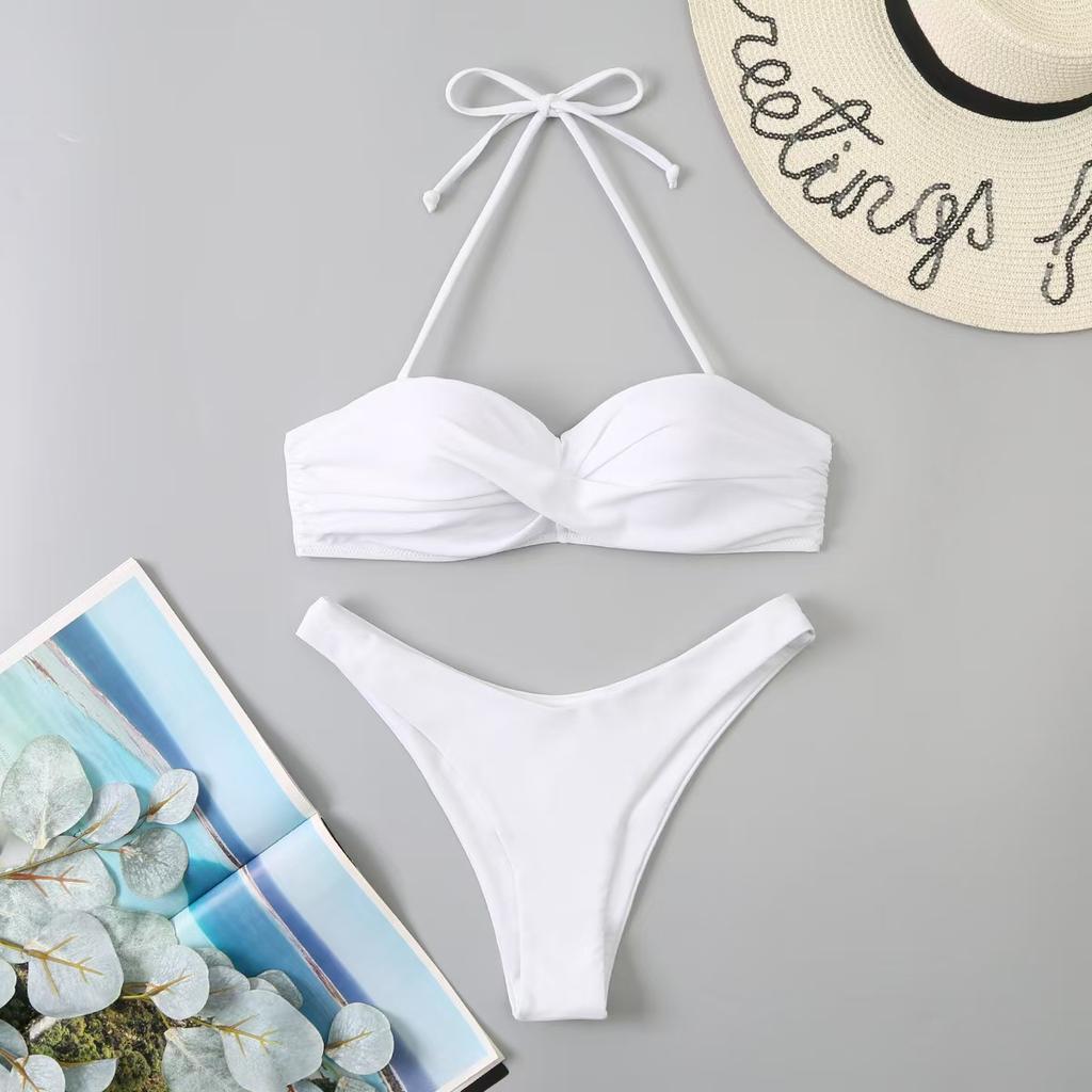 Solid Color Split Swimsuit Women's Three-point Bikini Sexy Beach Vacation Bikini Women