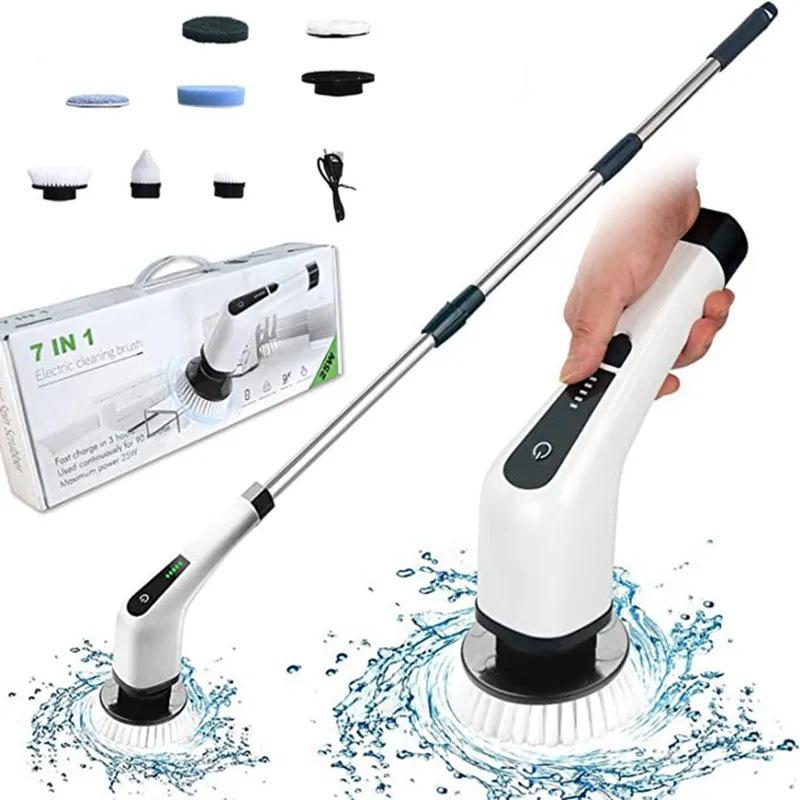 9-in-1 Multi-Functional Electric Cleaning Brush for Kitchen & Bathroom with Long Handle & Handheld Options