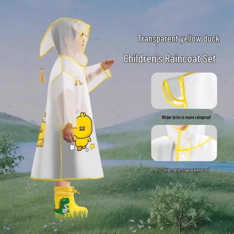 Kids' Cute Cartoon Waterproof Full Body Raincoat