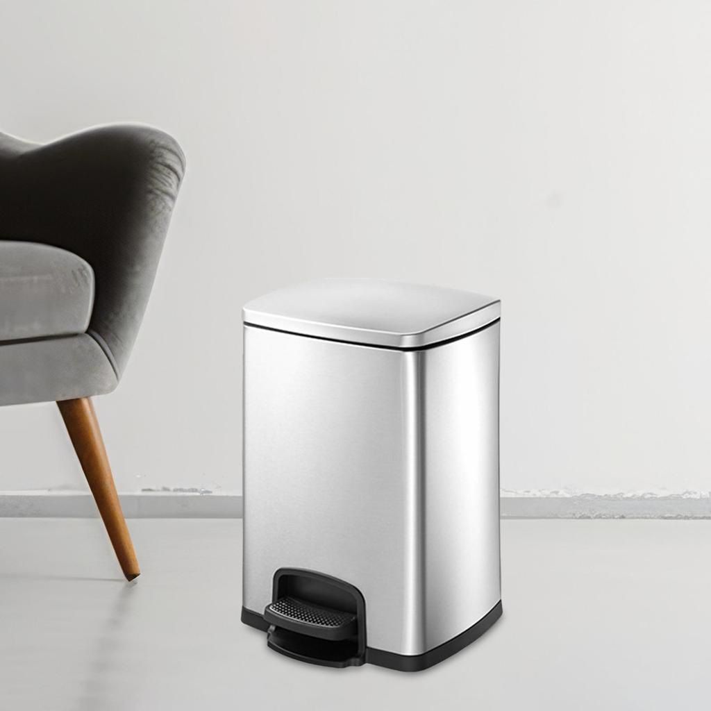 Foot Pedal Garbage Bin Kitchen Waste Basket Portable Removable Inner Bucket Step on Trash Can