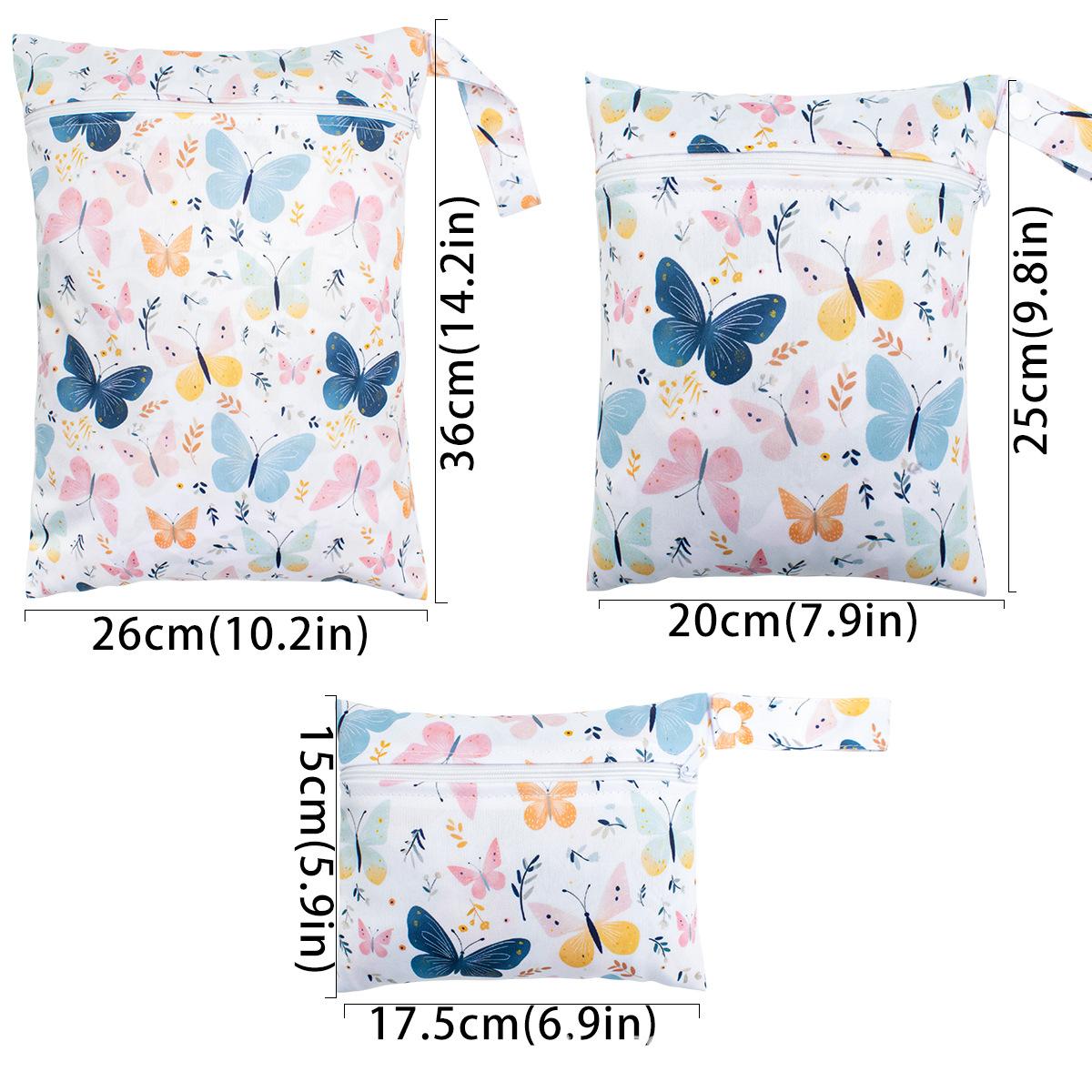 

1Pc Butterfly & Floral Print Reusable Wet Dry Bags for Pet, Travel, Beach, Pool, Gym - Zippered Stroller & Yoga Bags, Pet Diaper Bags 15*17.5cm