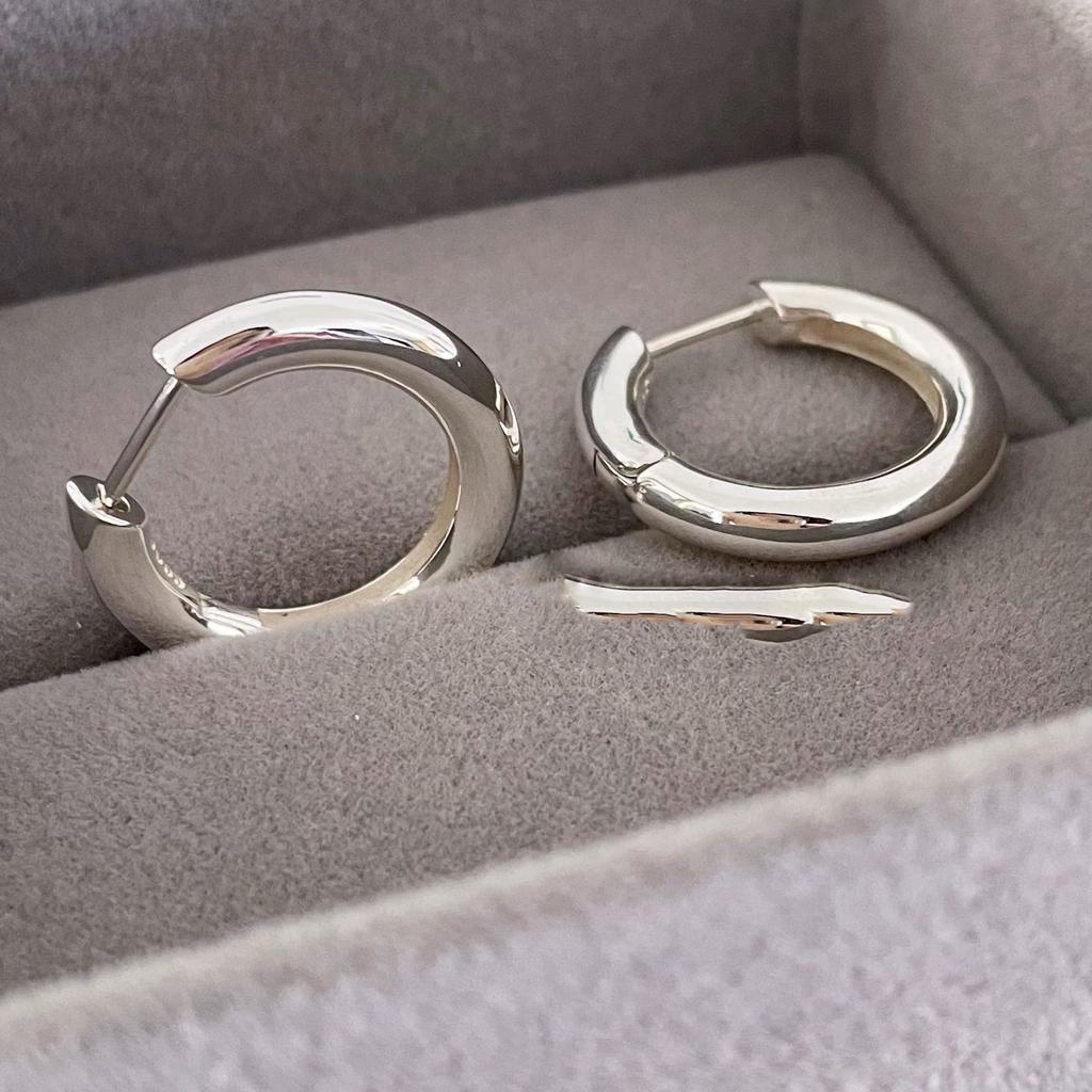 BF CLUB 925 Sterling Silver Earrings For Women Trendy Simple Retro Round Earring Jewelry Prevent Allergy Party Accessories