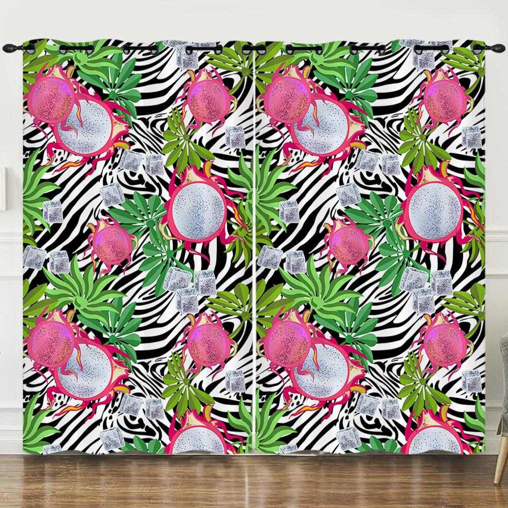 Curtain Cartoon Fruit Dragon Fruit Love 3D Digital Printing Blackout Curtain Punching