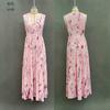 2026 summer new French V-neck light blue tulip print sleeveless long dress